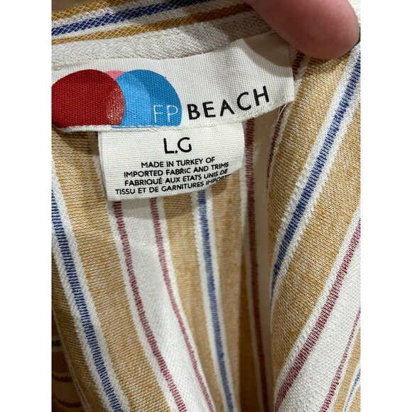 New FREE PEOPLEMarguerite Tee Maxi Dress In Sand Combo Size Large - Picture 5 of 10